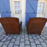 Pair of leather club chairs 30/40s