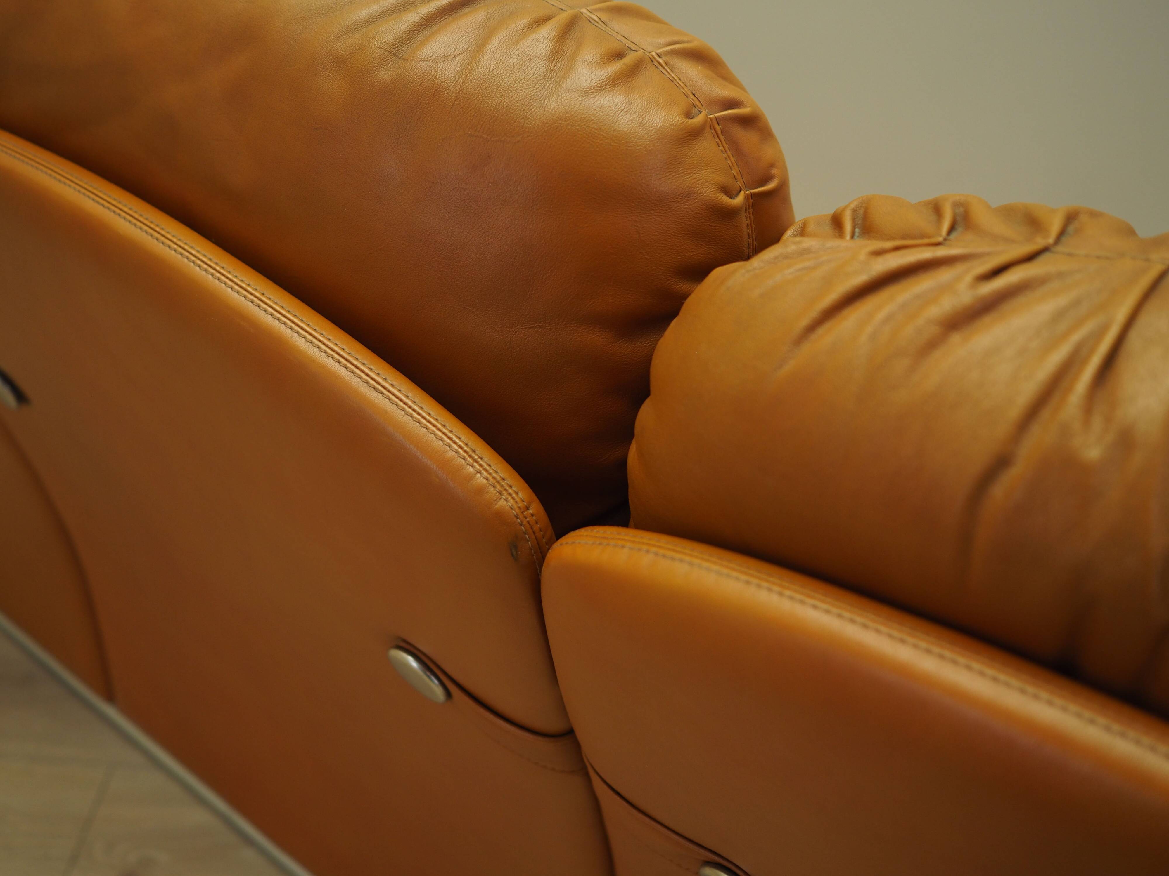Orange leather sofa, Space Age design, 1960s, production: Italy