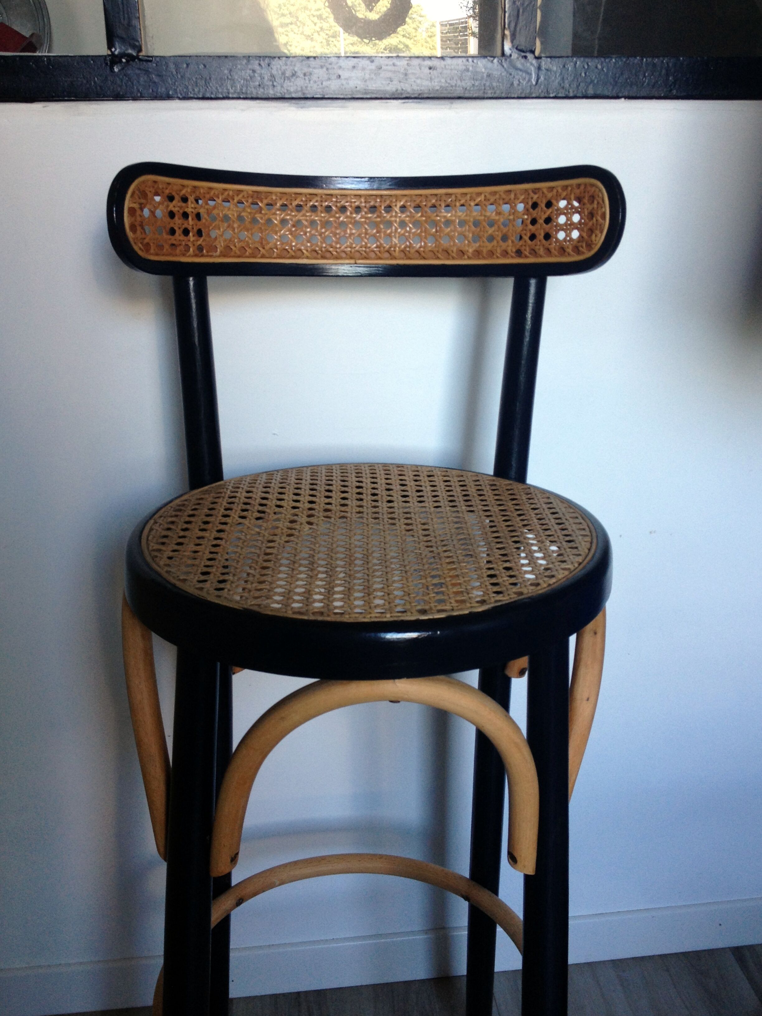 Wooden and canning bar stool