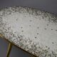 Brass Mid century Oval Coffee Table with Grey Glass Mosaic and Gold Highlights