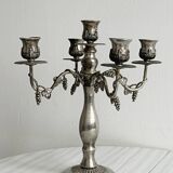 Chandelier, antique 5-branch metal candlestick.