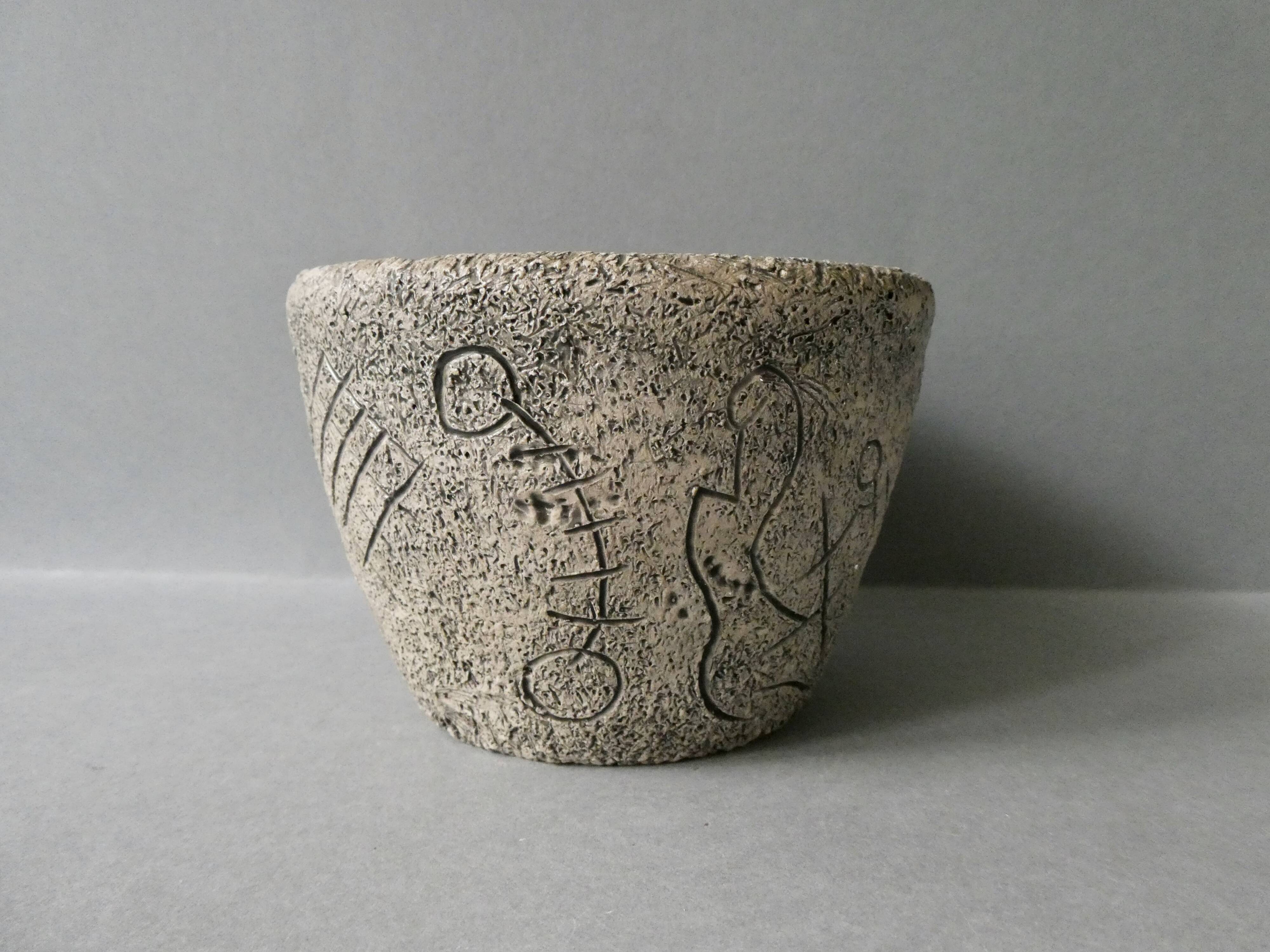 Red enamelled sandstone cup, Francis Triay, 50/60