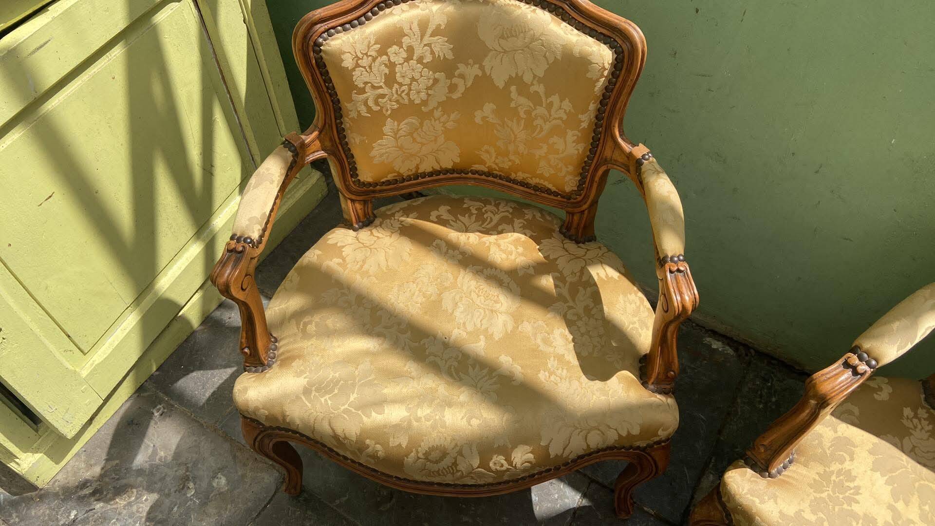 Pair of children's cabriolet armchairs in Louis XV style