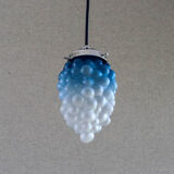 Suspension old cluster in translucent blue and white glass