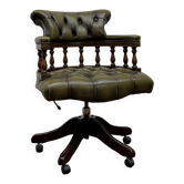 Chaise de bureau Chesterfield classique, chaise de capitaine verte