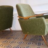 Club Chair fabric with armrests teak 50s 60s
