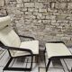 Fauteuil lounge et son ottoman cuir
