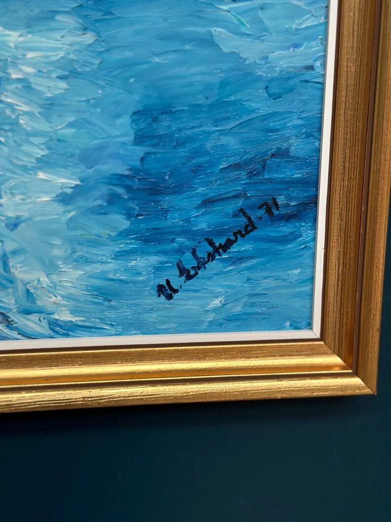 Original Swedish Oil on Panel – “Sailboat on the Water” by U. Ekshard – Signed – Dated 1971 – Vintage & Framed