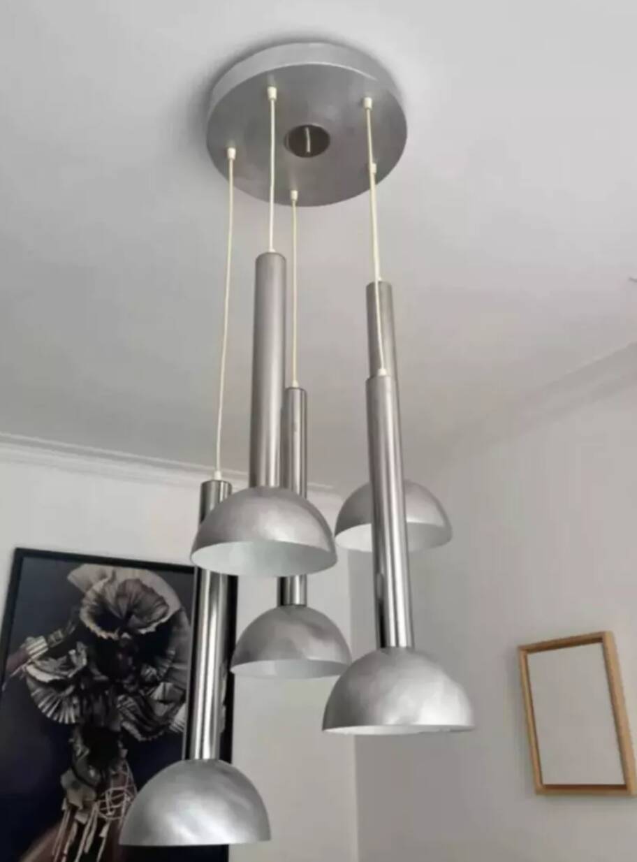 Vintage chrome and brushed metal suspension France 1970