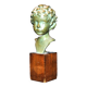 Bronze sculpture buste d'enfant en bronze à patine verte signé dick bronze france socle bois xxe s.