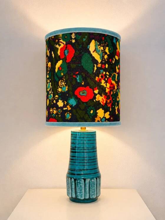 Wireless table lamp made of 1960s West German pottery ceramic.