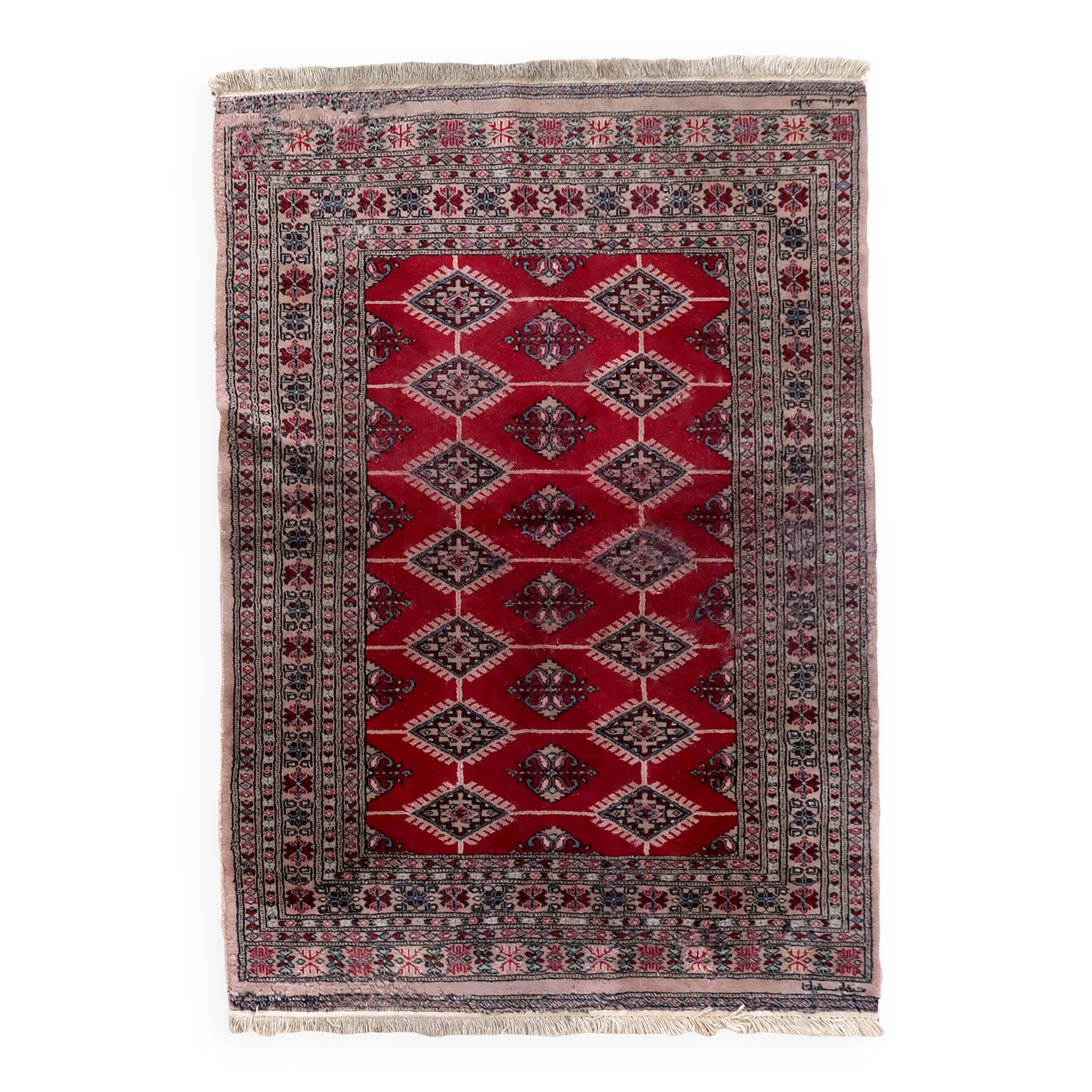 Tapis vintage ouzbek Boukhara fait main en laine – 126 x 181 cm – 1960s