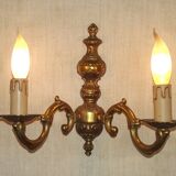 Double bronze wall light, vintage French traditional style, scrolled arms 5097.