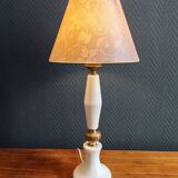 Vintage Table Lamp in White Marble and Brass