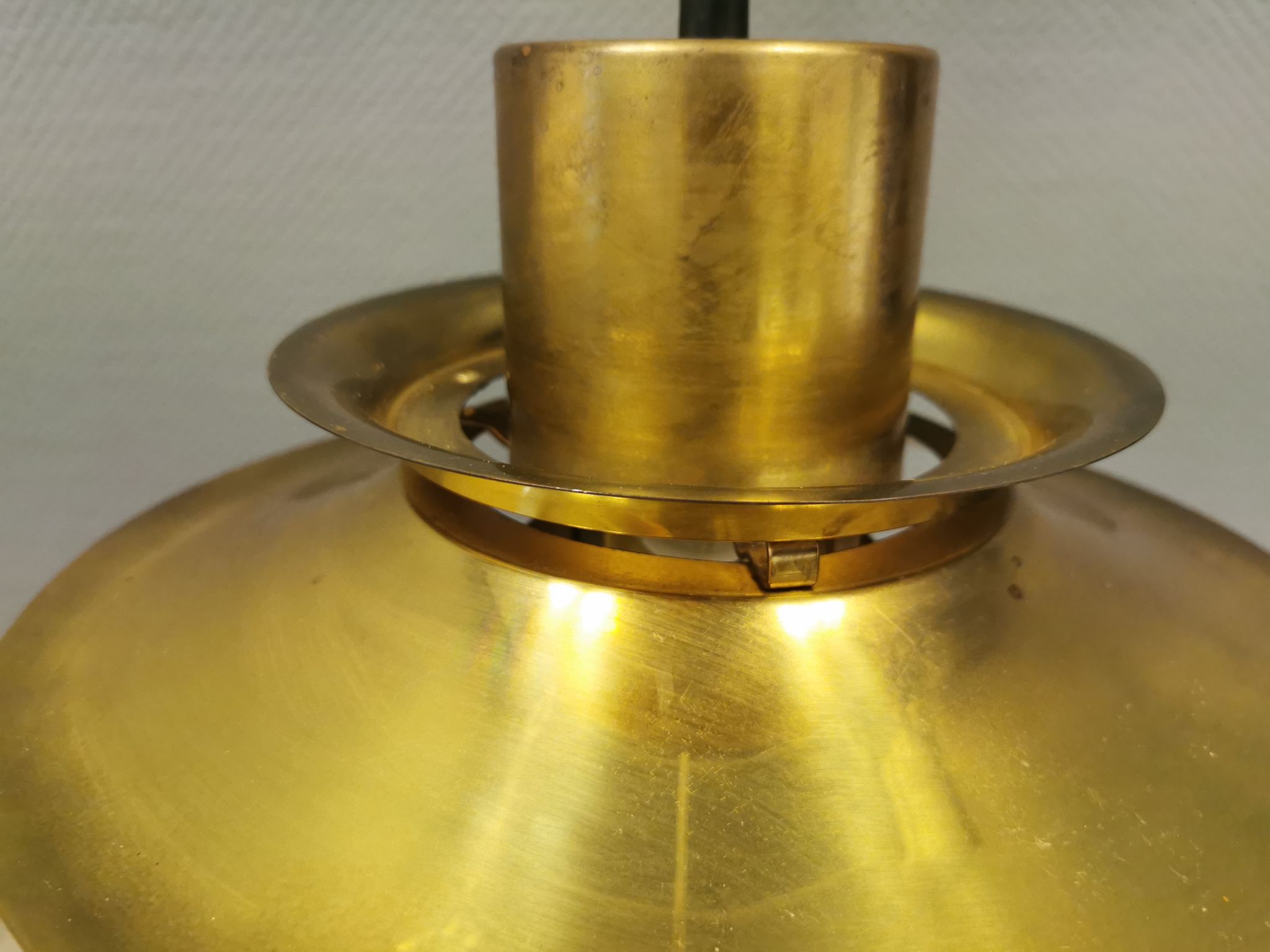 Hanging lamp from the 1970s-1980s, produced by Danish Vitrika, made of brass.