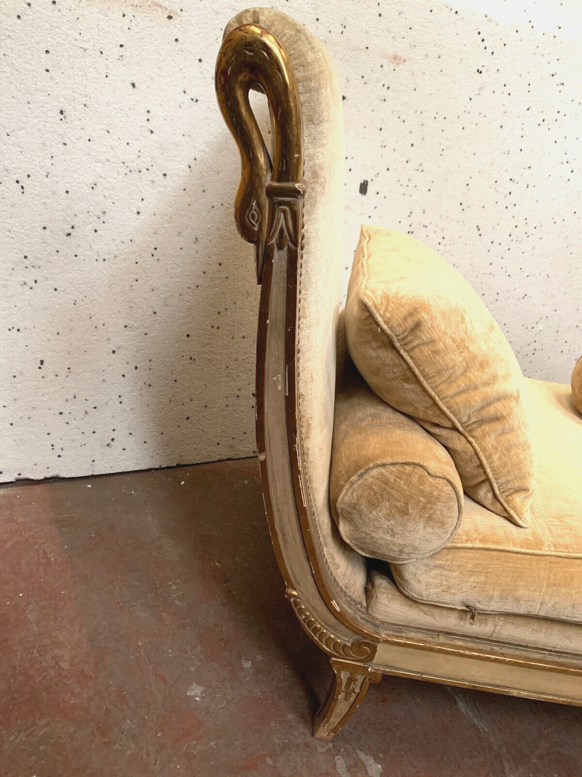 Empire style daybed in patinated and gilded wood XX century