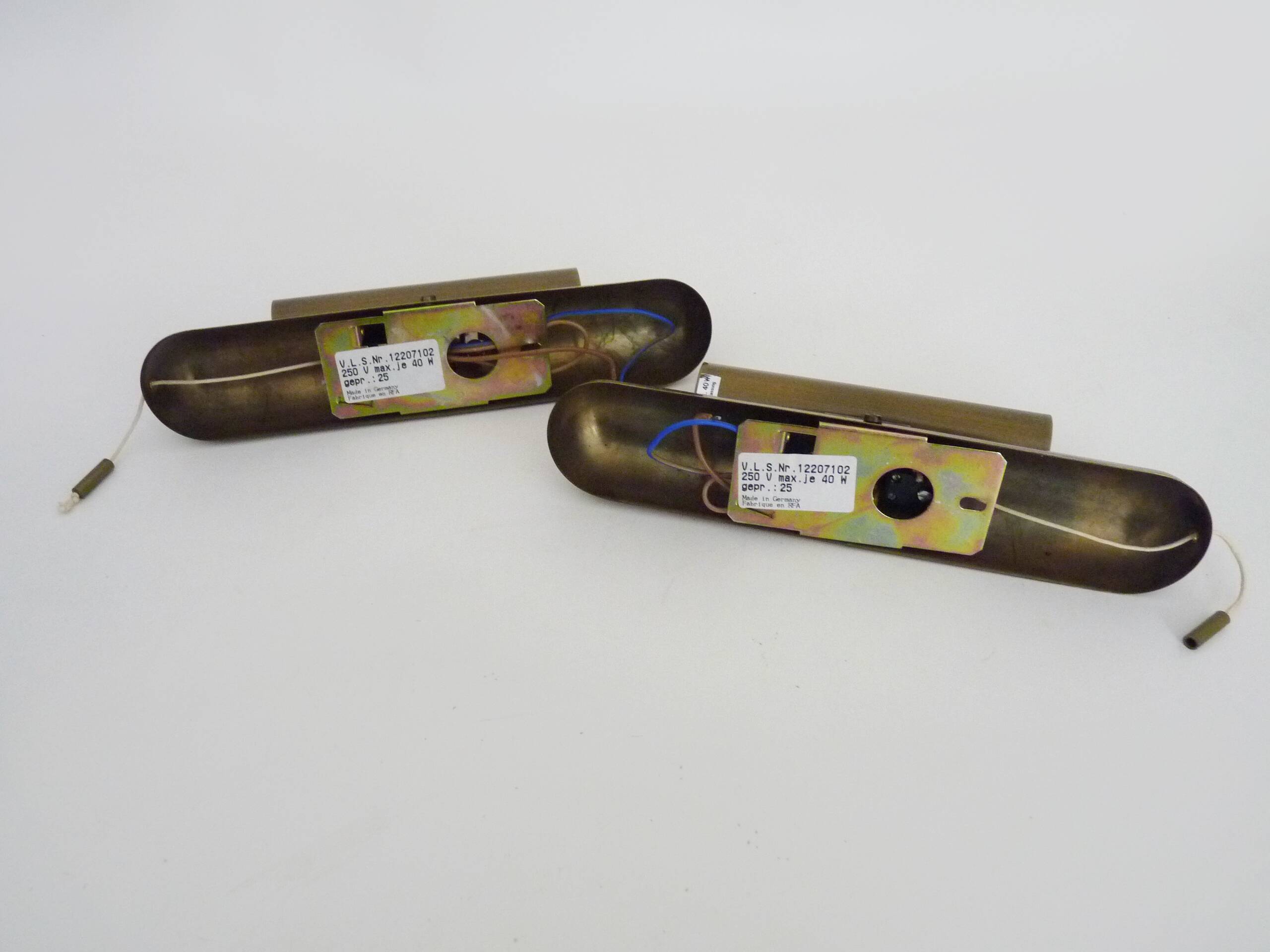 Pair of Je Fassung brass 2-light wall lights made in Germany