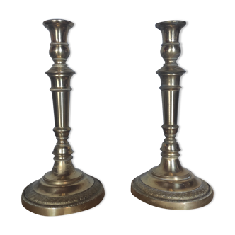 Pair of brass candle holders