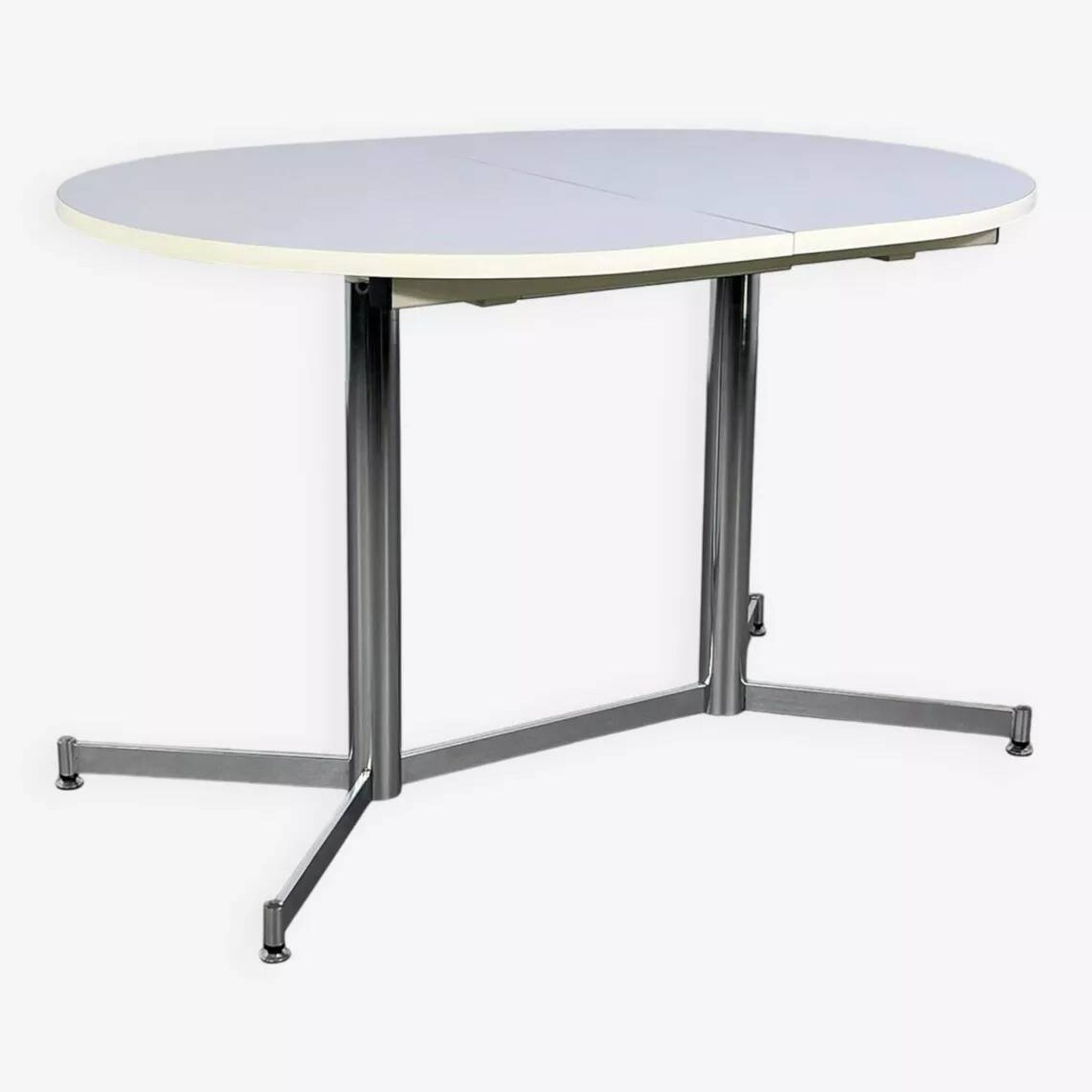 Table de repas ovale et extensible des années 50 chrome et formica