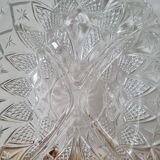Plat apéritif compartimenté vintage verre ciselé ovale