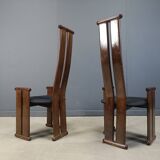 Chaises de salle à manger post-modernes à dossier haut, lot de 4, années 1970