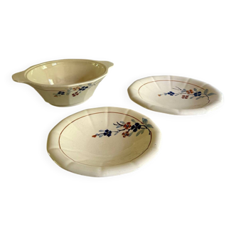 Set of three Sarreguemines dishes