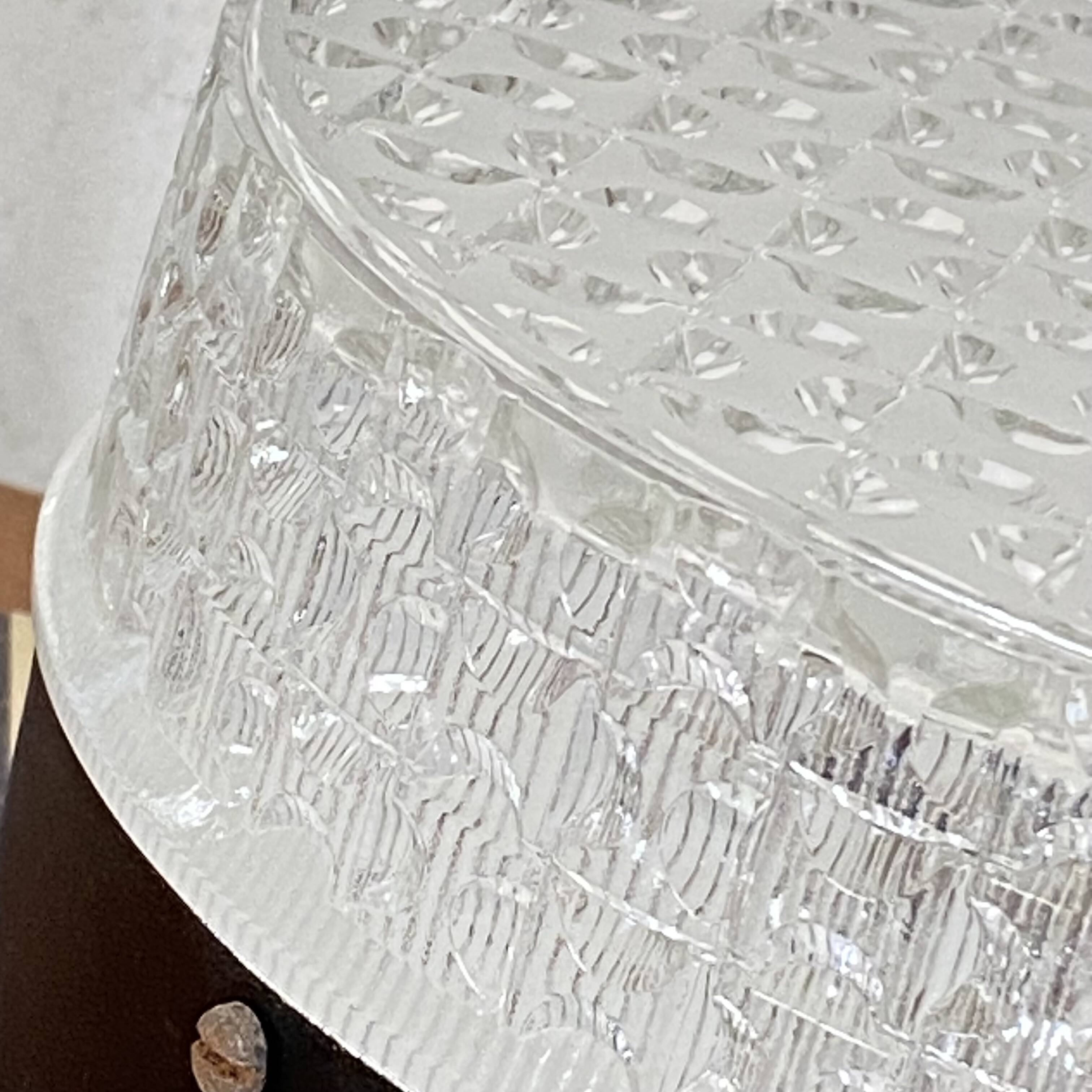 Square wall light or ceiling light with transparent glass from the 1970s.