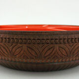 Orange and brown plastic compartmentalized appetizer tray - Emsa W. Germany - vintage 70s