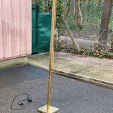 Square Art Deco vintage halogen floor lamp in gilded brass