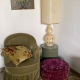 Velvet round ottoman