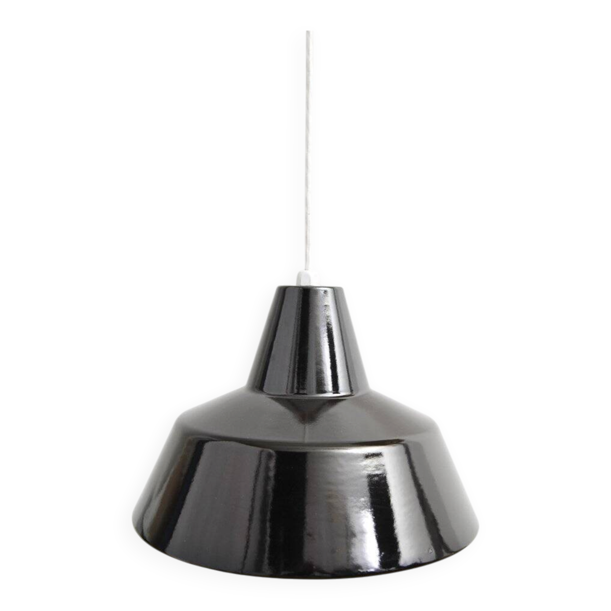 Black enamel ceiling lamp by Louis Poulsen, 1950s
