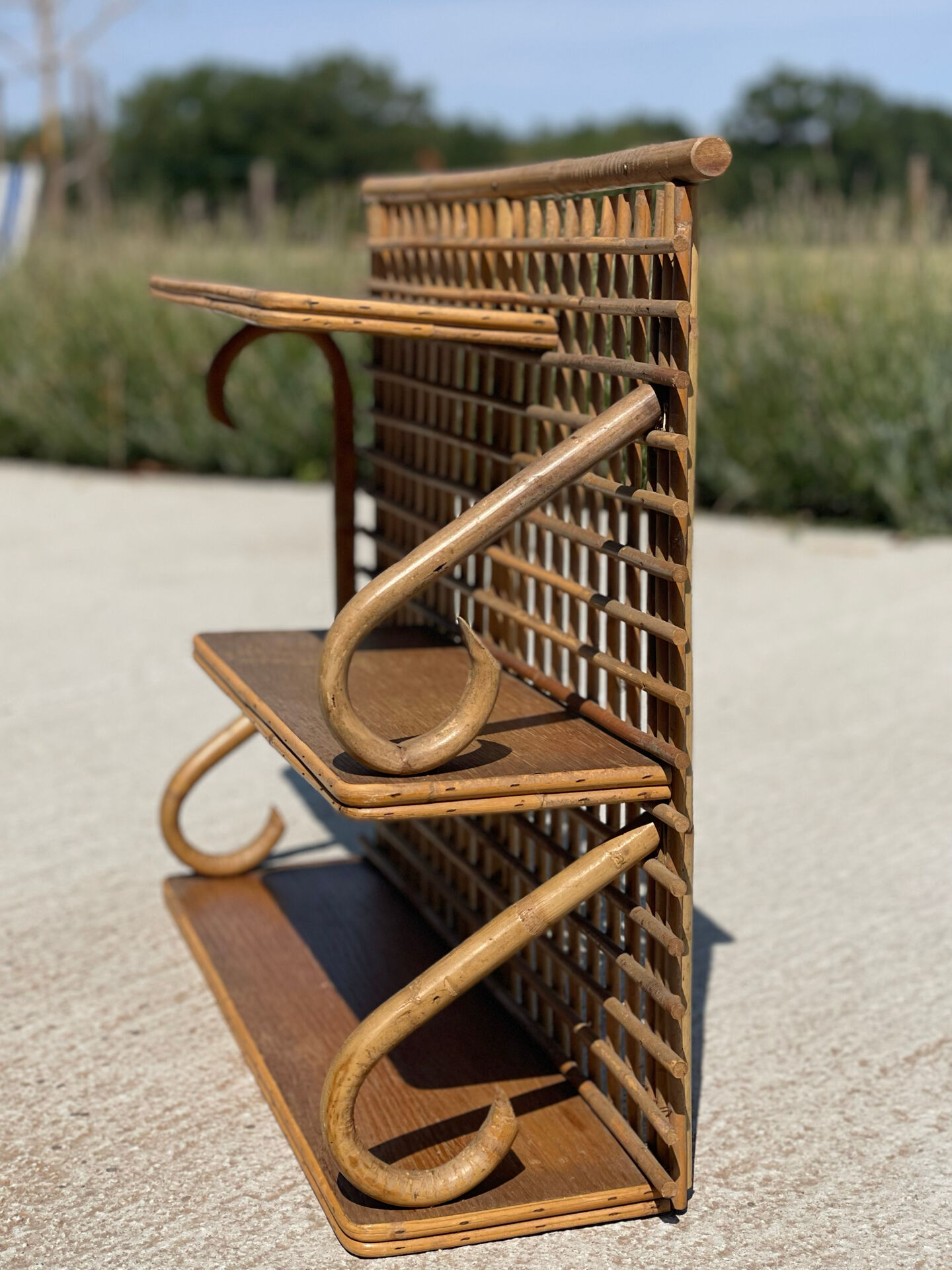 Vintage Rattan and Bamboo Wall Shelf – 1960s/70s