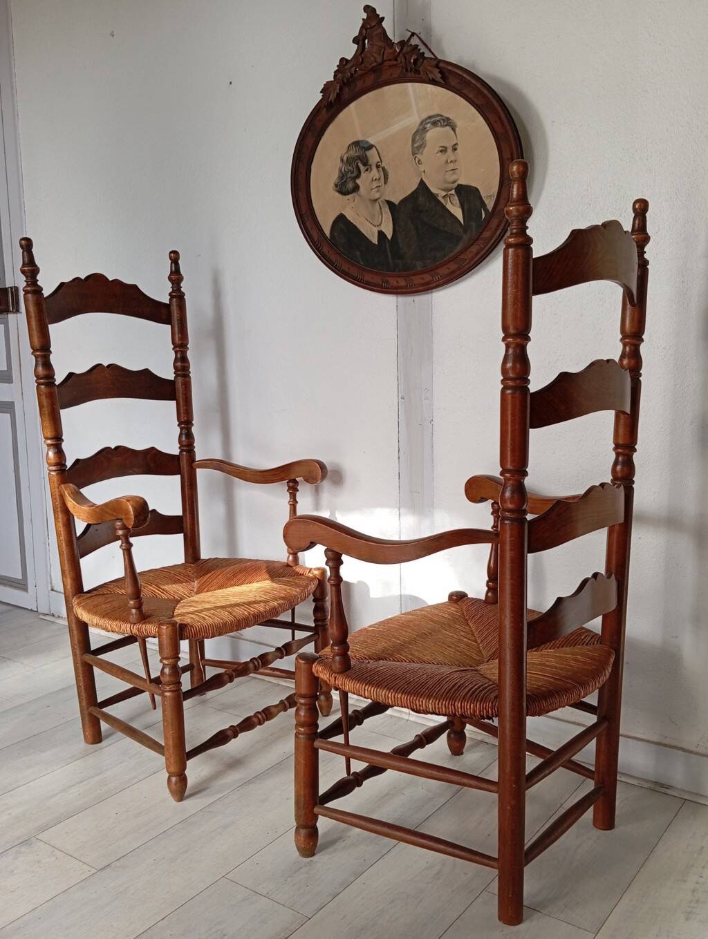 Pair of nursing or fireside armchairs