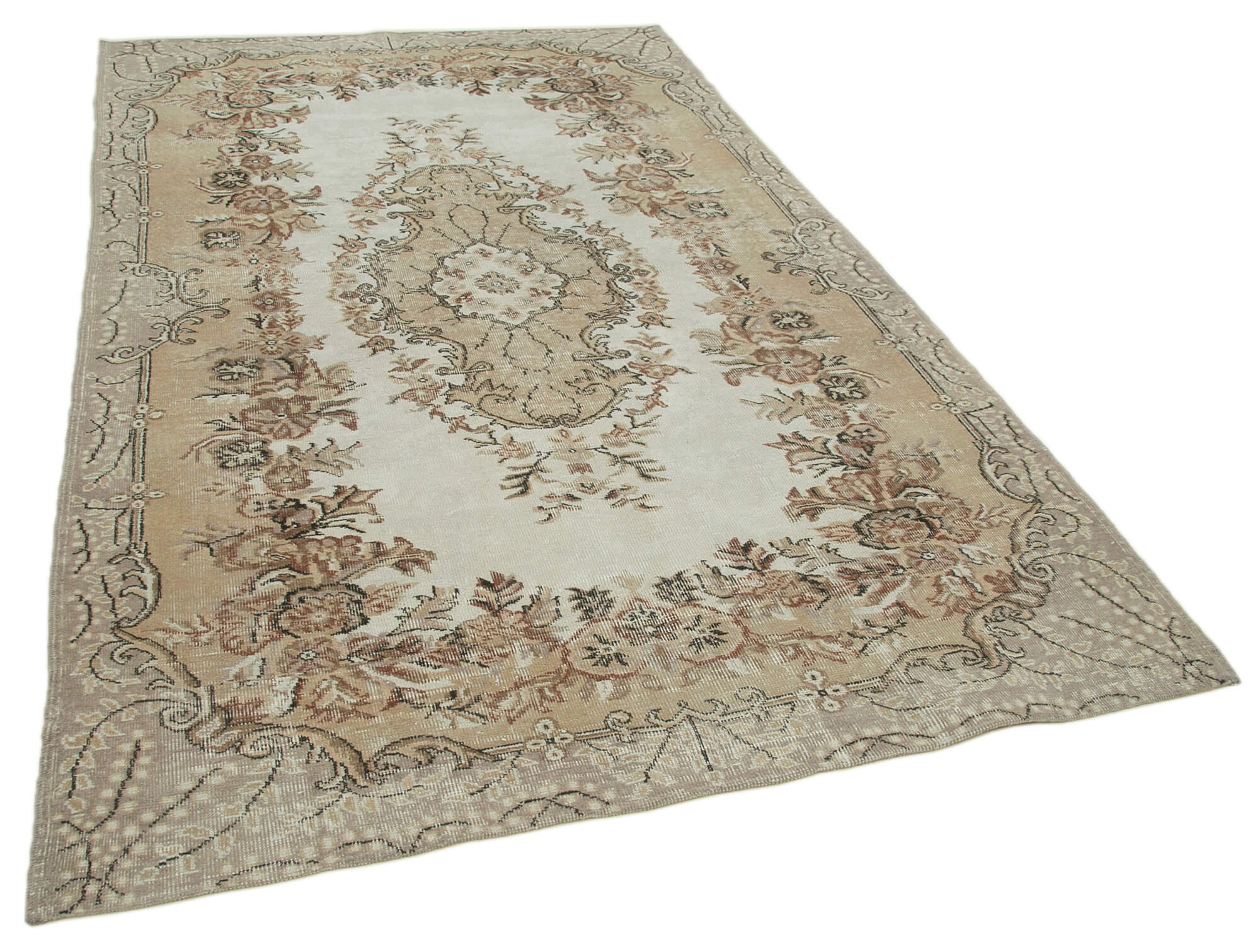 Hand-knotted turkish beige rug 175 cm x 285 cm