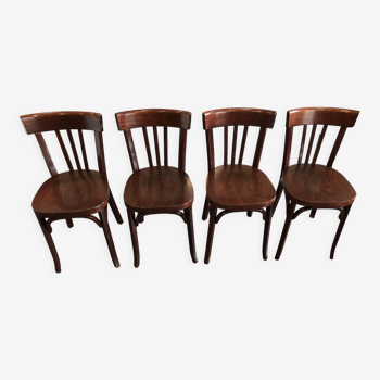 Suite de 4 chaises de bistrot Baumann vintage