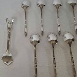 Box of 12 mocha spoons and 1 sugar tongs Ercuis silver metal