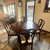 Table signed by Eric Maville and its 4 chairs.