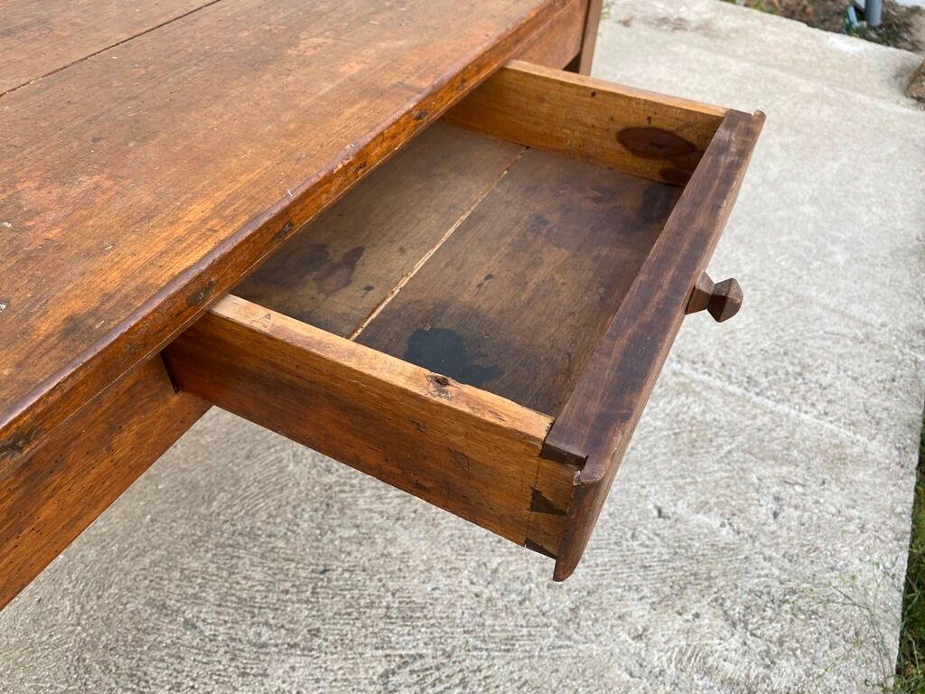 Table de ferme en bois massif avec 1 tiroir