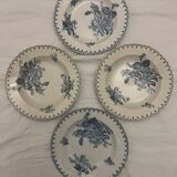 4 deep plates in Sarreguemines iron clay model Flore.