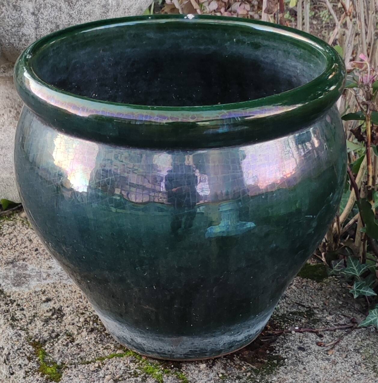 Exterior interior glazed terracotta pot cover