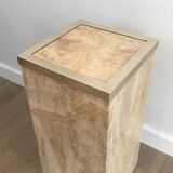 Travertine and brass column by Willy Rizzo