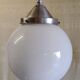Art Deco aluminium suspension with XL opaline globe - mid 20th century.
