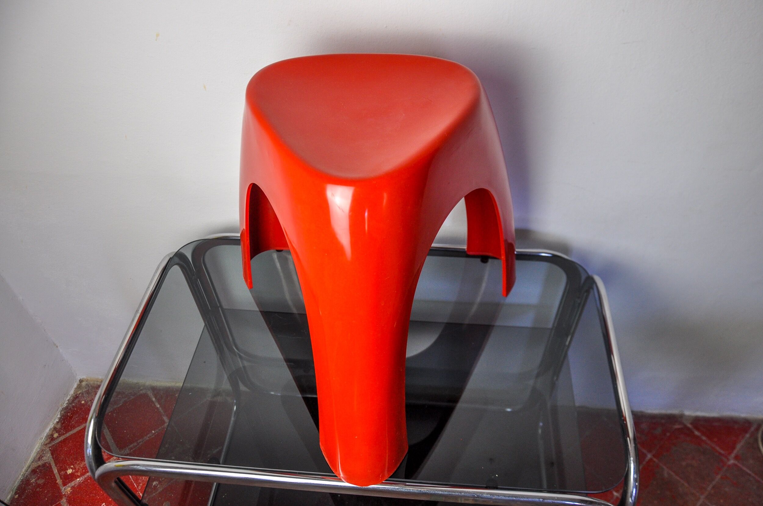 Red elephant stool by vilmer, spain, 1980