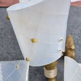 Pair of plastic and brass wall lights from the 60s/70s