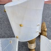Pair of plastic and brass wall lights from the 60s/70s.