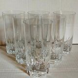 Six vintage crystal long drink juice glasses
