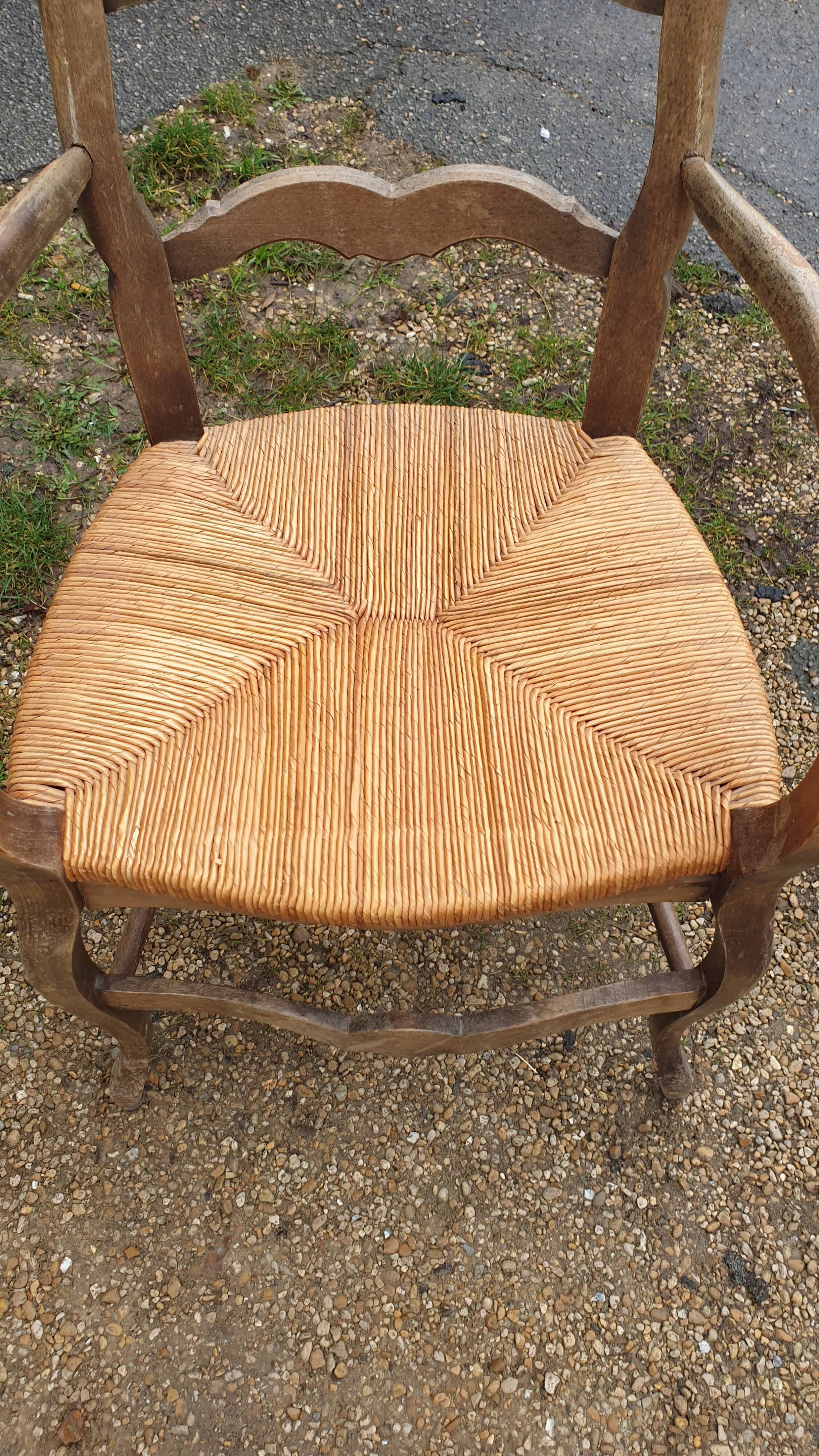 Rustic straw armchair