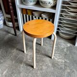 Wood and white metal stool