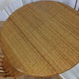 Round dining table 4 people rattan