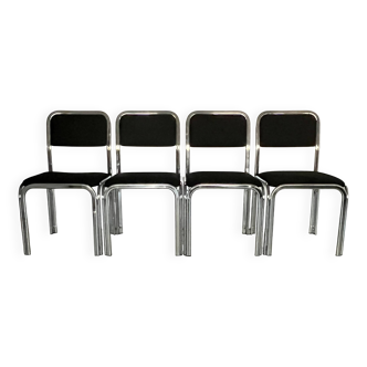 Chrome metal chairs in the style of Gastone Rinaldi, Italy 1970s.